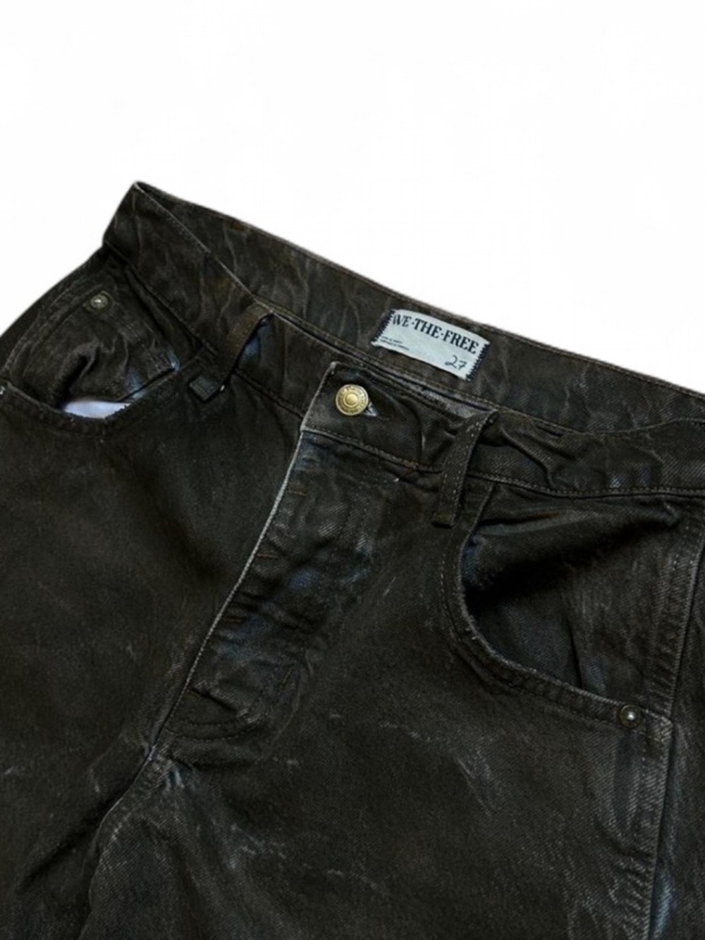 Free People Good Luck Barrel Jeans Brown Black Distressed Vintage Wash 27 - Picture 2 of 3